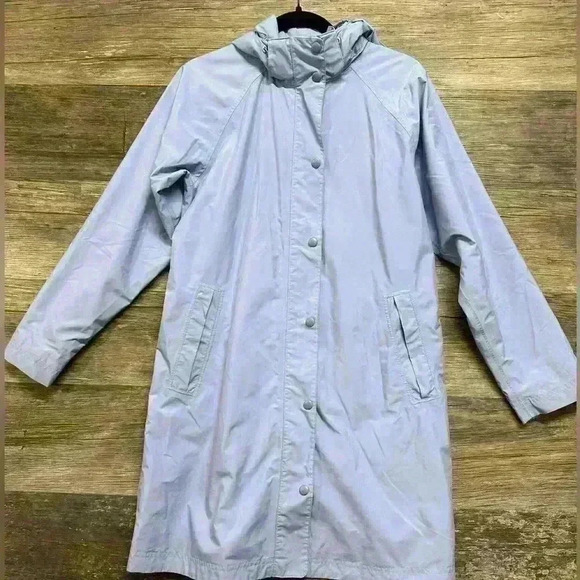 LL Bean Light Blue Women’s Parka Rain Jacket Size Small - Picture 1 of 4